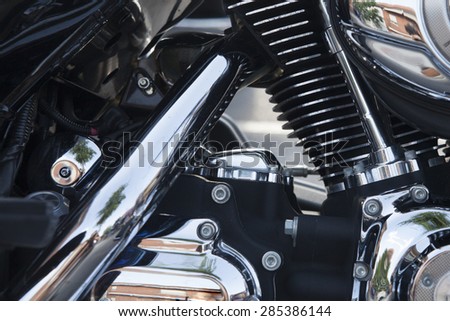 detail of a chrome motorbike engine