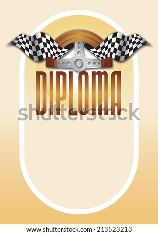 Diploma for the winner of motorsport, motorsports championship race go-karts, in cars