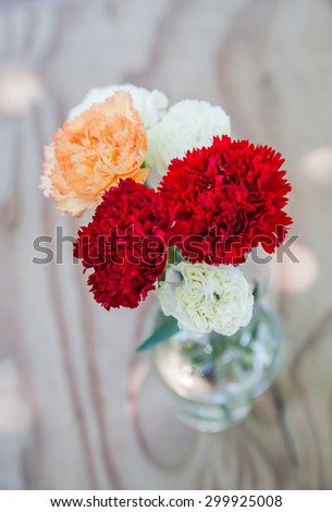 A vase of fresh carnation flowers still life