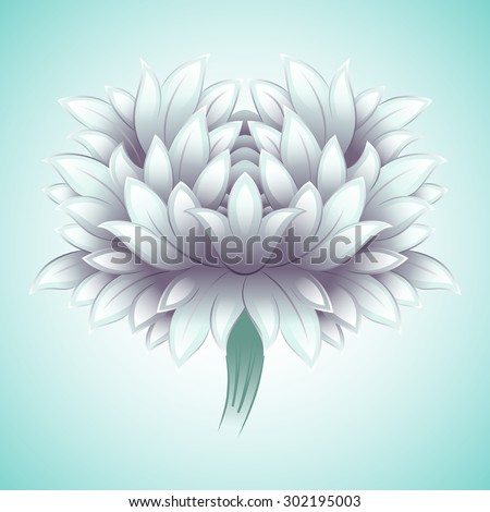 flower, white chrysanthemum or lotus, in the style of classical eastern iconography, use opacity mask, vector