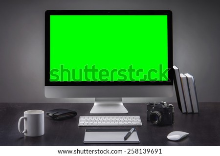 Desktop workspace with computer