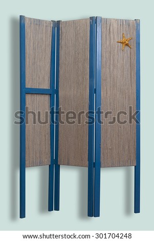 Blue screen rustic furniture isolated on mint background