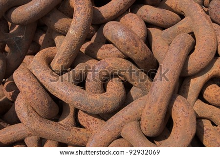 Rusty industrial iron chain.