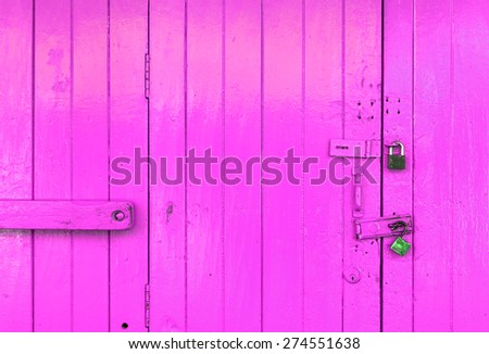 Closeup wooden pink door background