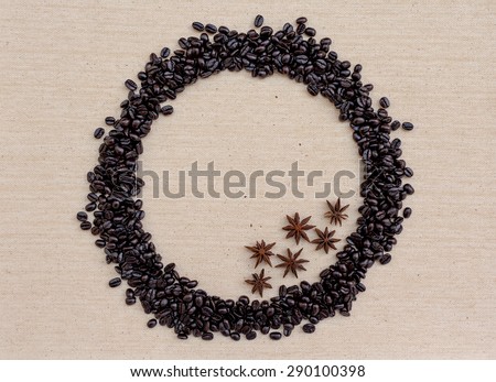Spice in round coffee beans frame