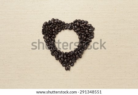 Coffee bean heart shape with round space in center