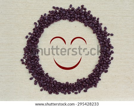 Vintage tone style coffee beans frame smiling face design