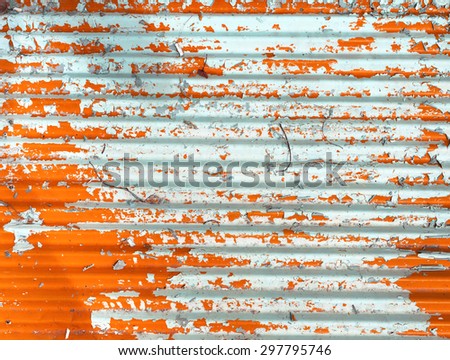 Retro tone background old orange painted metal wall