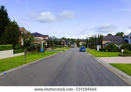 Australian suburban street with typical middle class houses in Australia