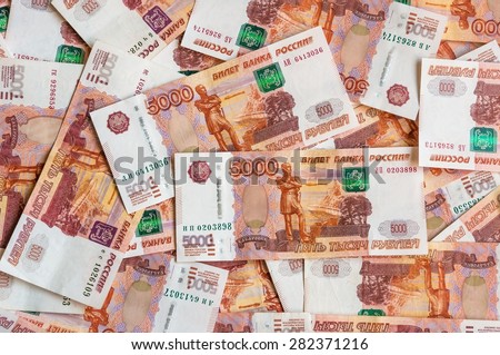 Russian five thousand money background, russian currency banknotes