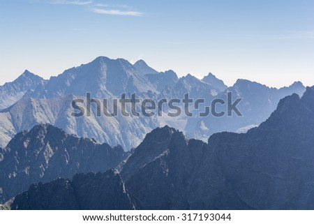 Mountain peaks in the Tatra Mountains in the morning