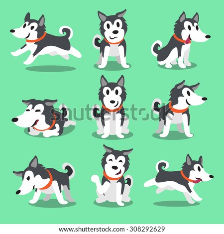 Cartoon character Siberian husky dog poses