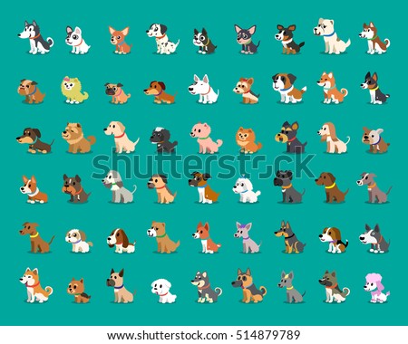 Different type of cartoon dogs