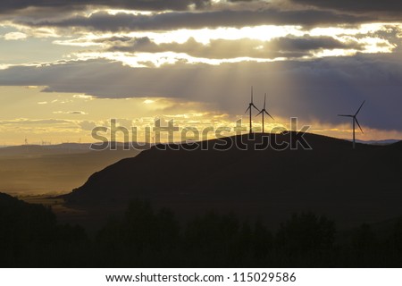Wind turbines farm in the northeast of china