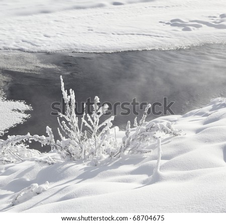 river with snow in the northeast of china