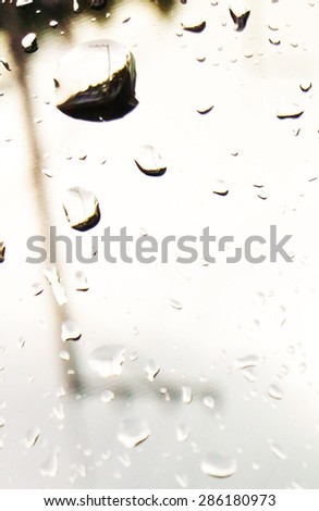 Rain Water droplets on glass window with blurred  background. Raindrops. Water drops.