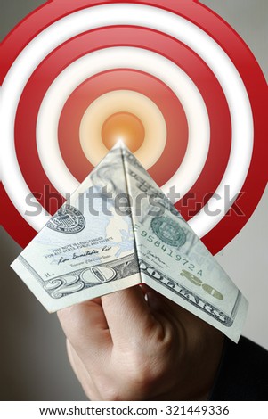 business bow and dollar to target , business idea concept