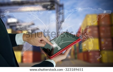 businessman make order shipping online worldwide , fast and instant shipping , business idea concept