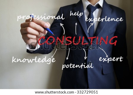 businessman writing consulting, business idea concept