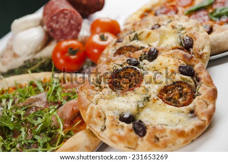Pizza Bread Focaccia with Ingredients
