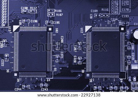 Closeup of a motherboard. With copy space for own logo or other text.
