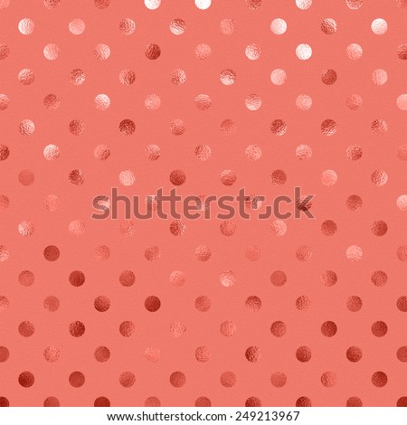 Peach Apricot Pink Metallic Foil Polka Dot Pattern Swiss Dots Texture Paper Color Background