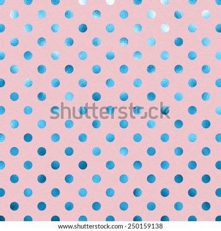 Powder Pink Baby Blue Metallic Foil Polka Dot Pattern Swiss Dots Texture Paper Color Background