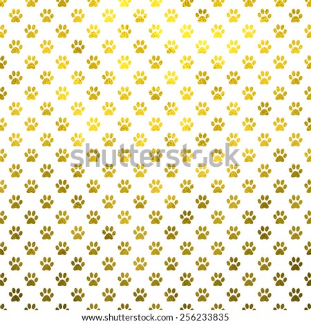 Dog Paws Gold White Metallic Foil Polka Dot Texture Background Pattern