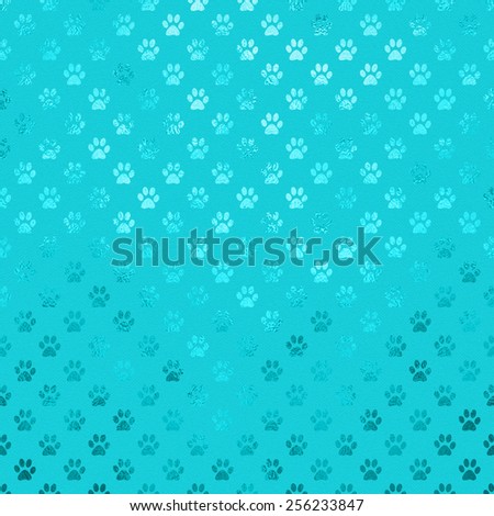 Teal Aqua Blue Turquoise Dog Paws Metallic Foil Polka Dot Texture Background Pattern