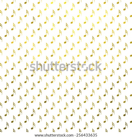Gold and White Musical Notes Metallic Faux Foil Polka Dots Background Pattern Texture