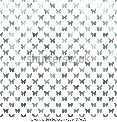 Silver and White Butterfly Polka Dots Metallic Faux Foil Background Pattern Texture