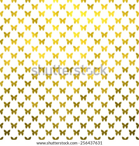Gold and White Butterfly Polka Dots Metallic Faux Foil Background Pattern Texture