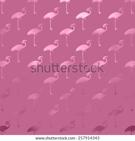 Metallic Pink Flamingo Pattern Faux Foil Flamingos Polk Dot Background Texture