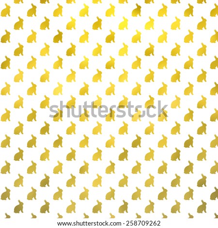 Gold Faux Foil Metallic Bunnies Background Bunny Pattern Texture