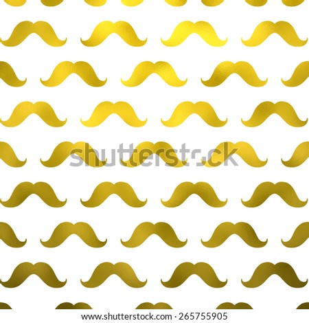 Gold and White Mustache Faux Foil Metallic Mustaches Polka Dot Pattern Texture