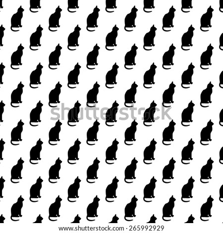 Black and White Silhouette Cat Pattern Cats Texture Background
