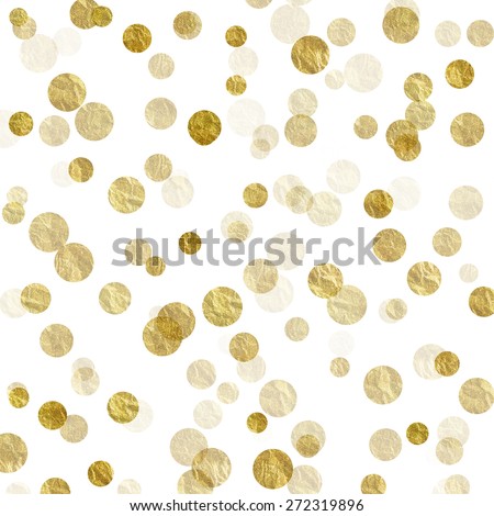 Gold and White Dots Faux Foil Metallic Background Pattern Texture