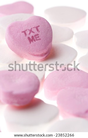 Valentine's Day Candy Hearts Isolated on White Background