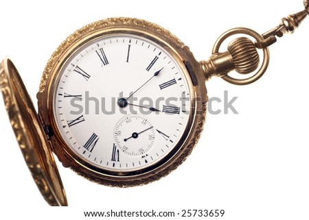 antique pocket watch isolated on white background