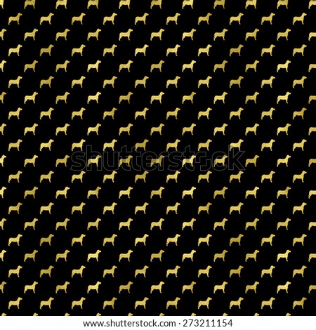 Gold and Black Dogs Faux Foil Metallic Dog Polka Dots Background Pattern Texture