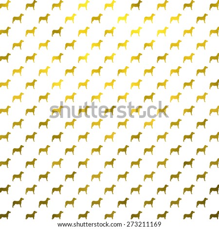 Gold and White Dogs Faux Foil Metallic Dog Polka Dots Background Pattern Texture