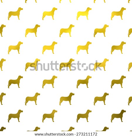Gold and White Dogs Faux Foil Metallic Dog Polka Dots Background Pattern Texture