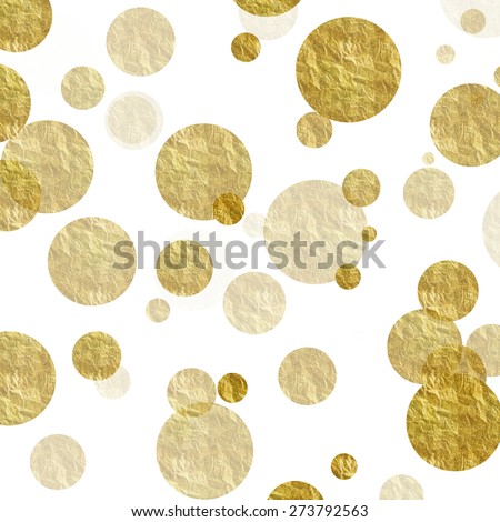 Gold Dots on White Faux Foil Metallic Background Pattern