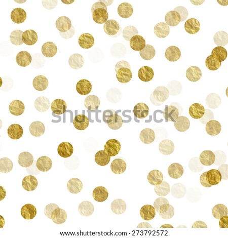 Gold Dots on White Faux Foil Metallic Background Pattern