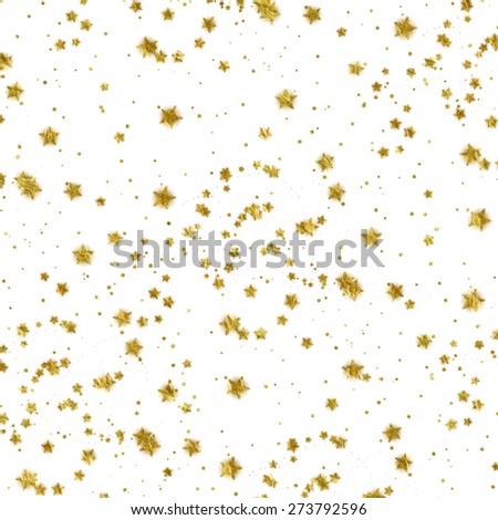 Gold Stars on White Faux Foil Metallic Background Pattern