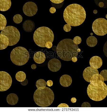 Gold Dots on Black Faux Foil Metallic Background Pattern