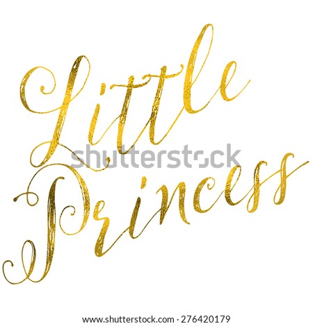 Little Princess Gold Faux Foil Metallic Glitter Inspirational Quote Isolated on White Background