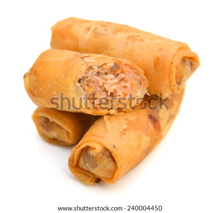Spring Roll also known as Egg Roll isolated on white.