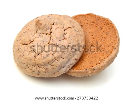 Almond cookie isolated on white background, traditional italian biscuit