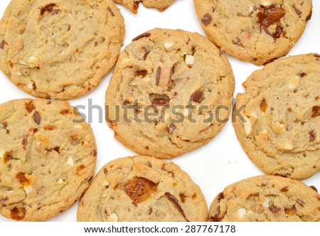 Round cookie with almond isolated on background